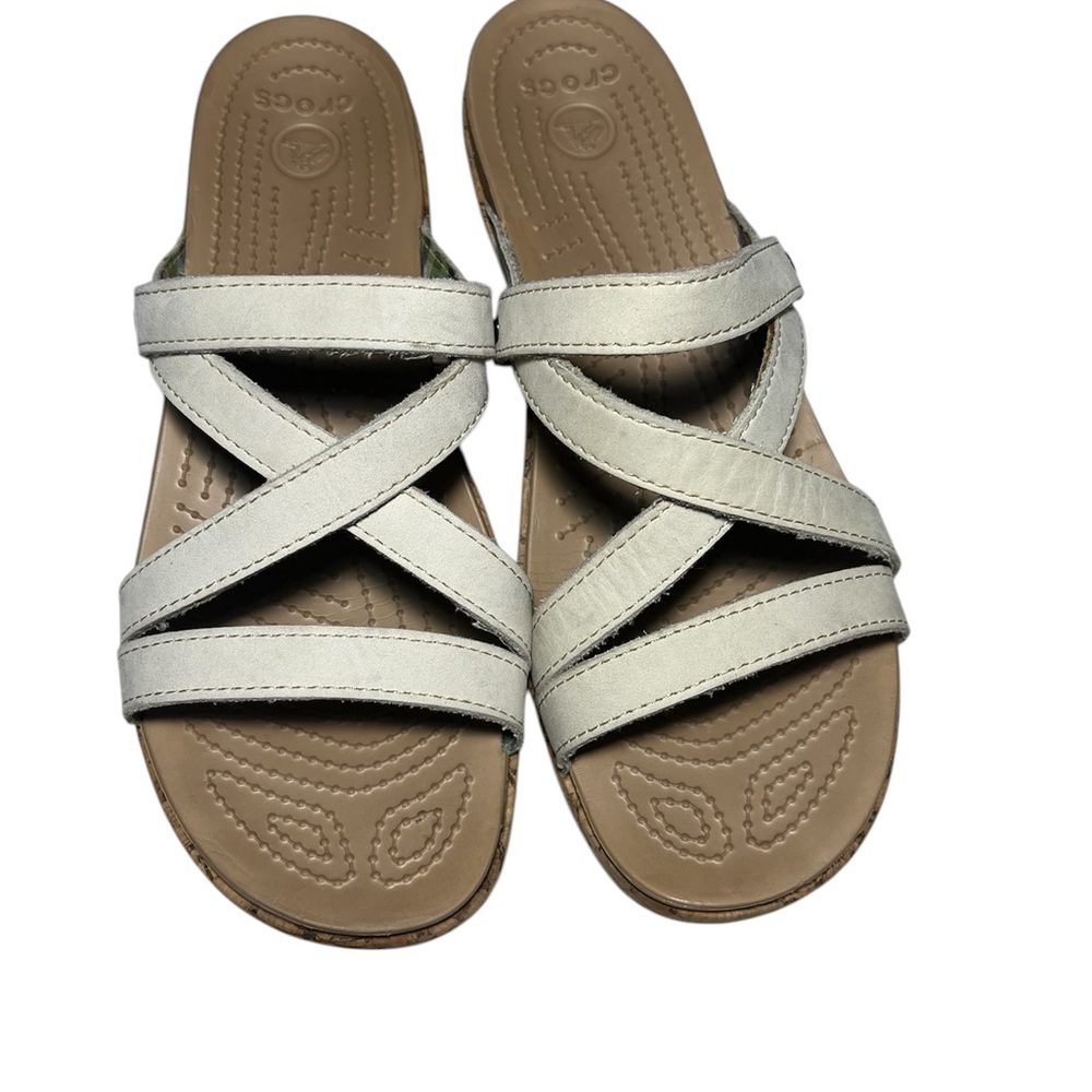 Crocs Beige Cross Strap Sandals Sz‎ 10